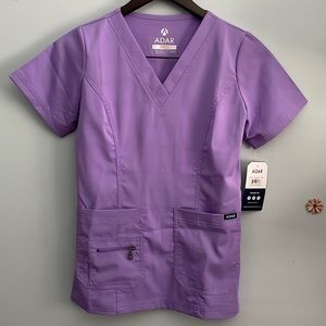 3/$25 Adar Pro Elevated V-Neck Scrub Top Size Purple XXS (0)